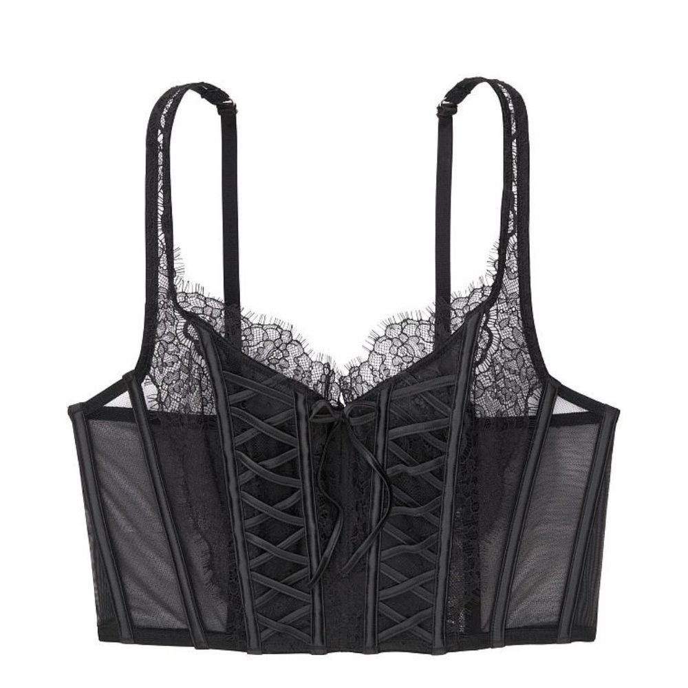 Unlined Lace-Up Corset Top